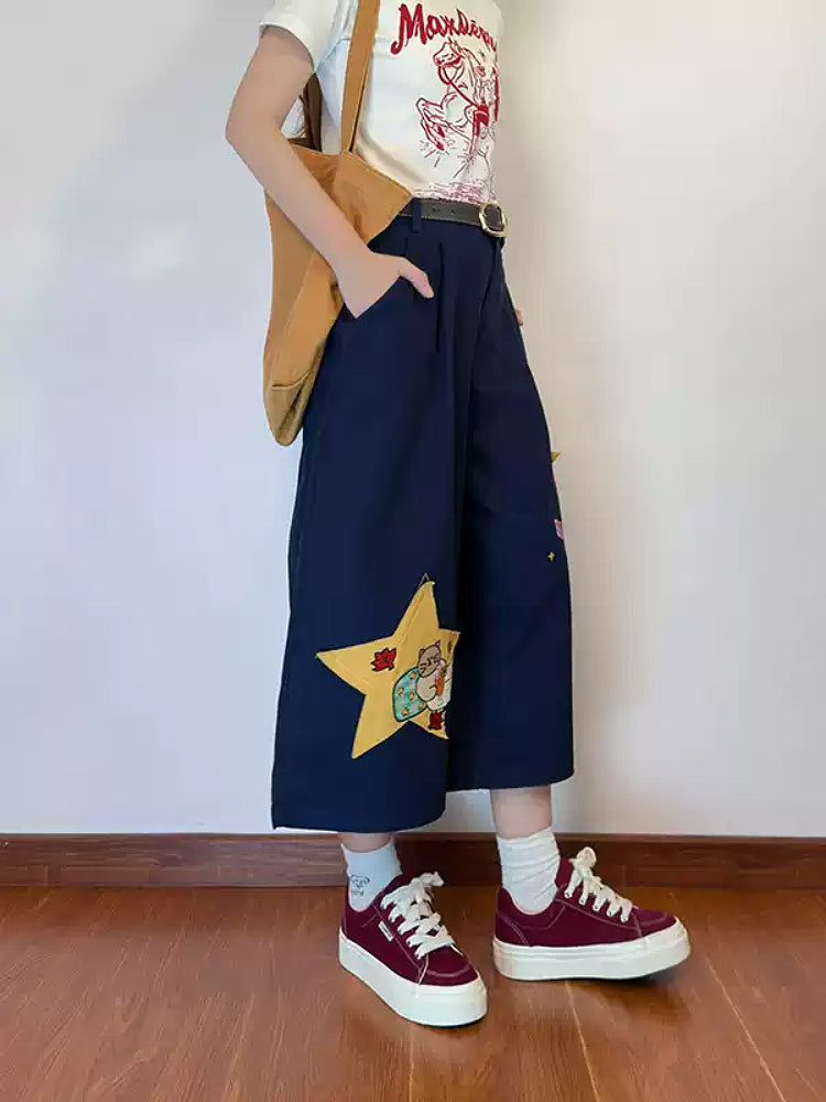 Story Patch Wide Culottes-Bottoms-ntbhshop