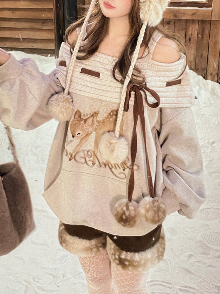 Angel Deer Pom Pom Sweatshirt-ntbhshop