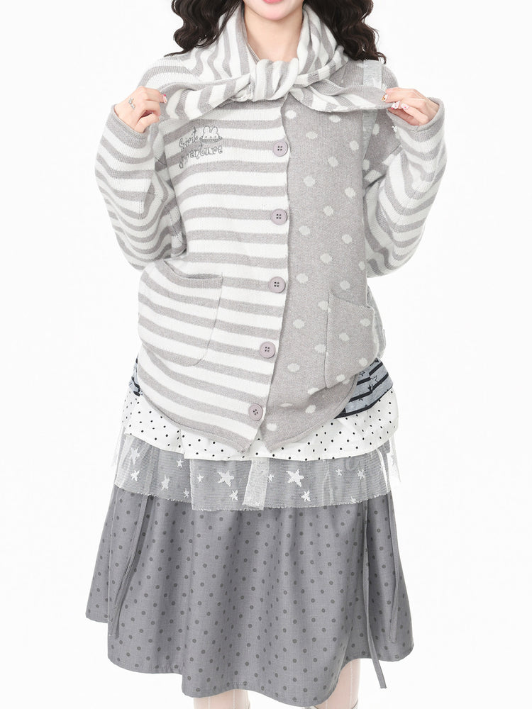 Candy Stripe Scarf Cardigans-Outerwear-ntbhshop