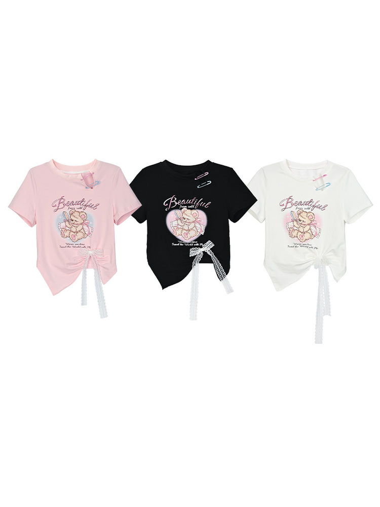 Beautiful Bear Cutout Crop Tops-Tops-ntbhshop