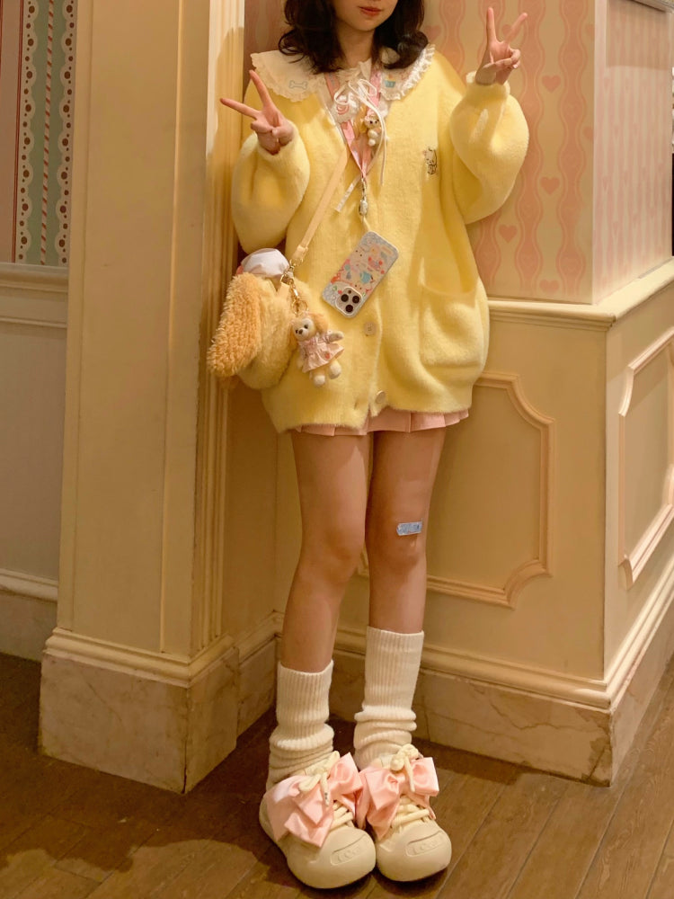 Pastel Purr Fluffy Knit Cardigans-ntbhshop
