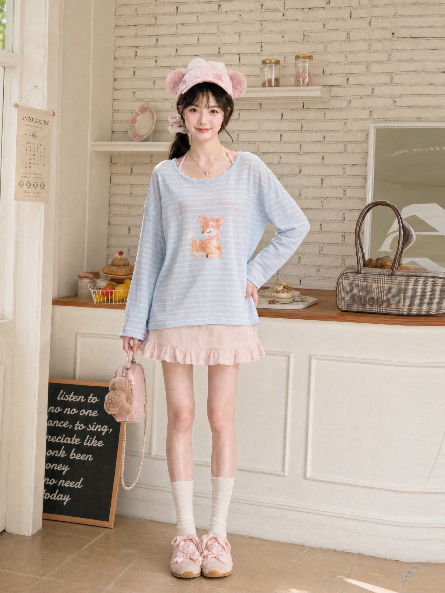 Dear Bambi Stripe Lyocell Top-Tops-ntbhshop
