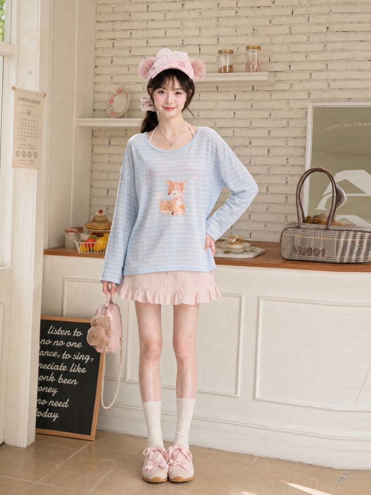 Dear Bambi Stripe Lyocell Top-Tops-ntbhshop