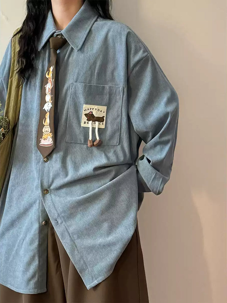 Chestnut Corduroy Tie Shirts-Tops-ntbhshop