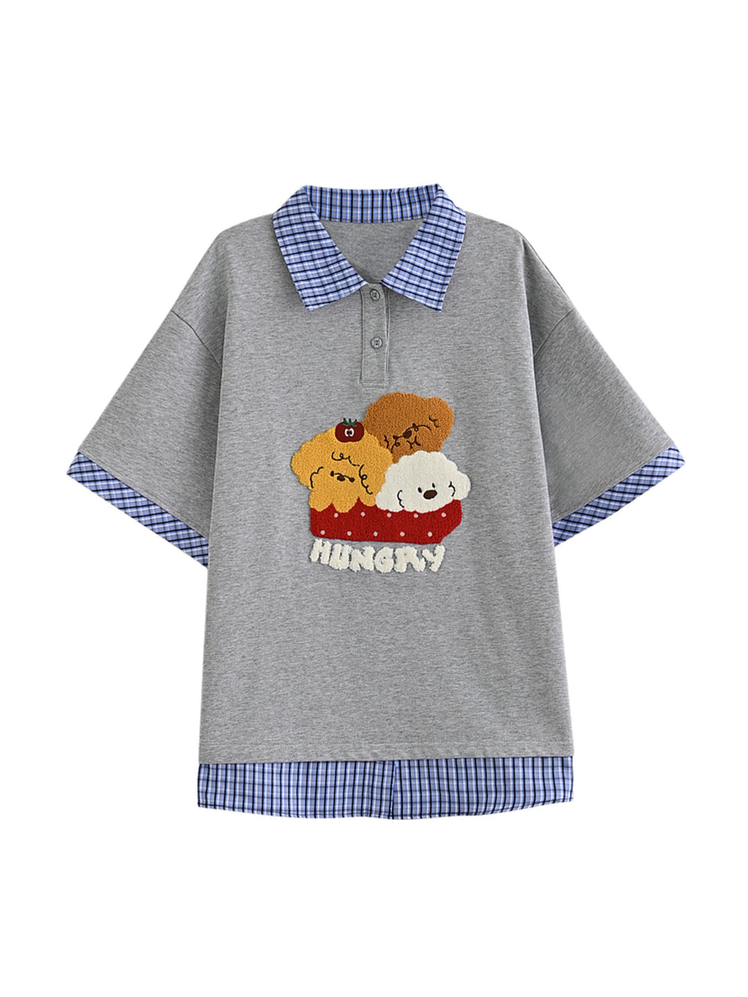Hungry Puppy Cotton Check Tee-Tops-ntbhshop