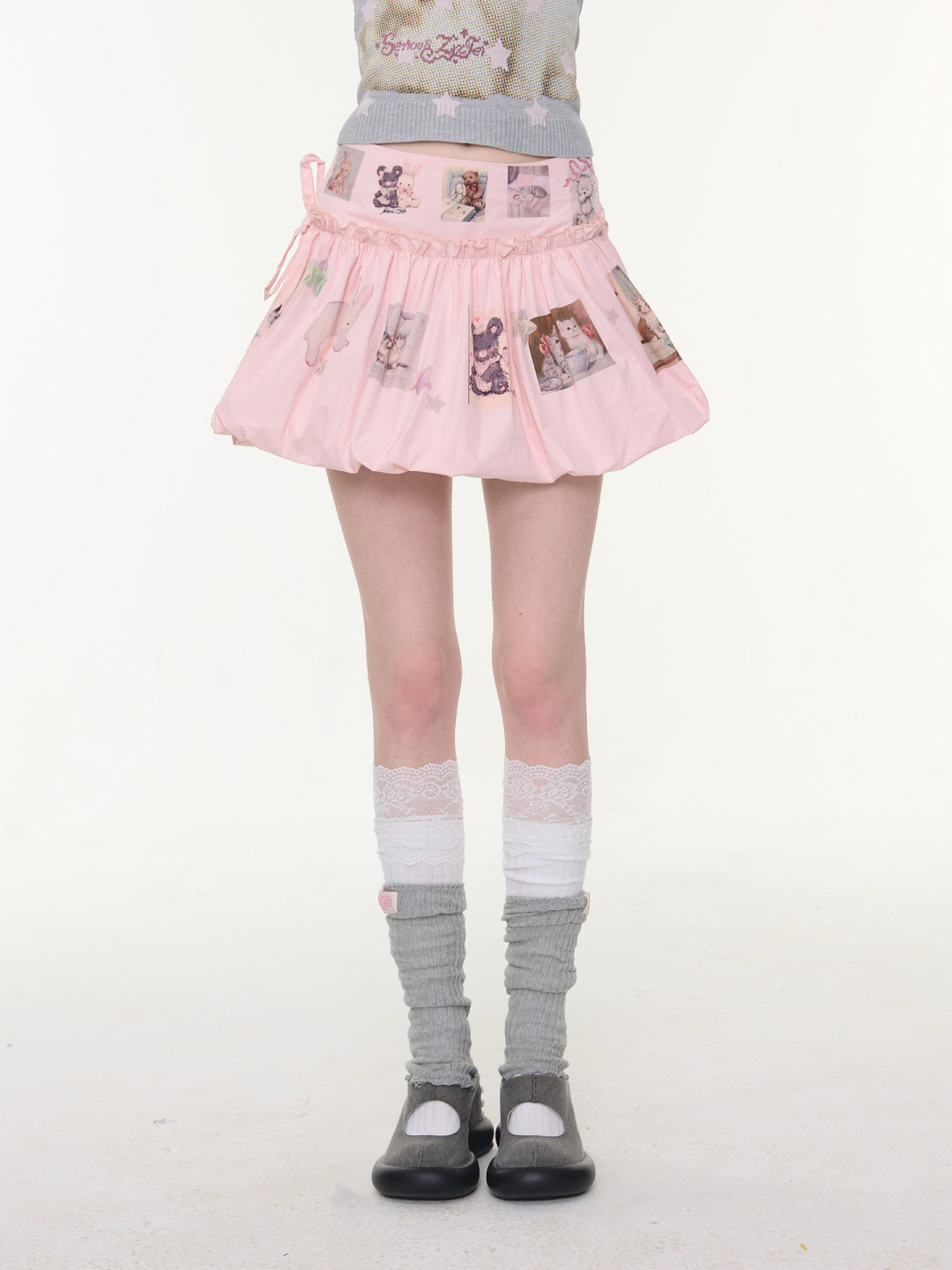 Pink Postcard Bubble Skirt-Bottoms-ntbhshop