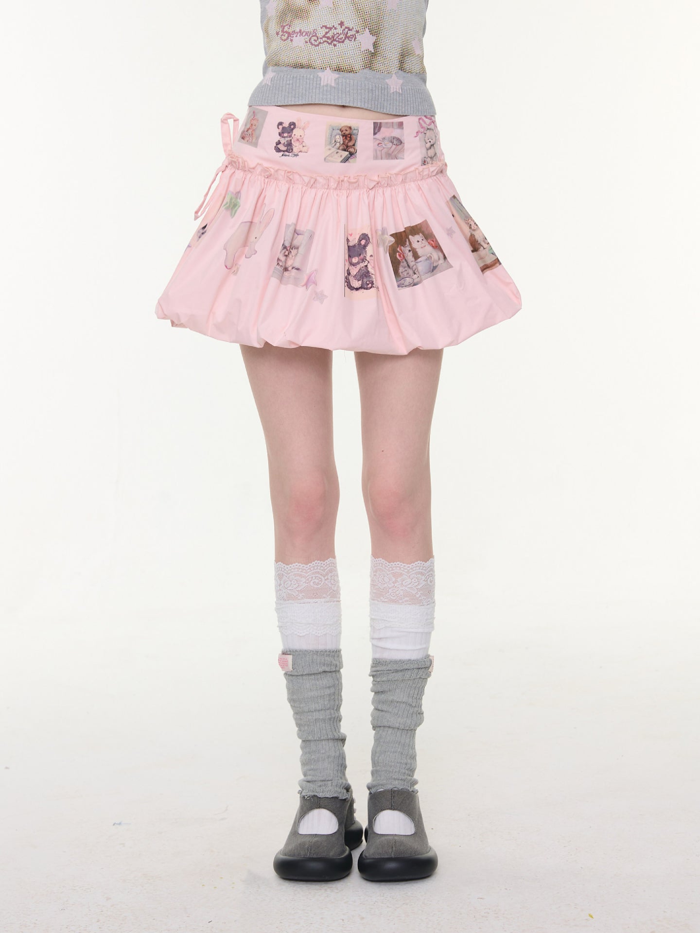 Pink Postcard Bubble Skirt-Bottoms-ntbhshop