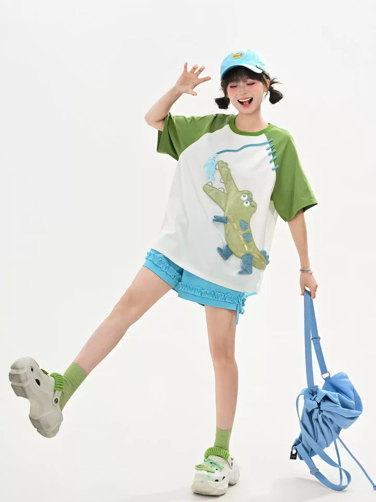 Little Crocodile Trail Raglan Tee-Tops-ntbhshop