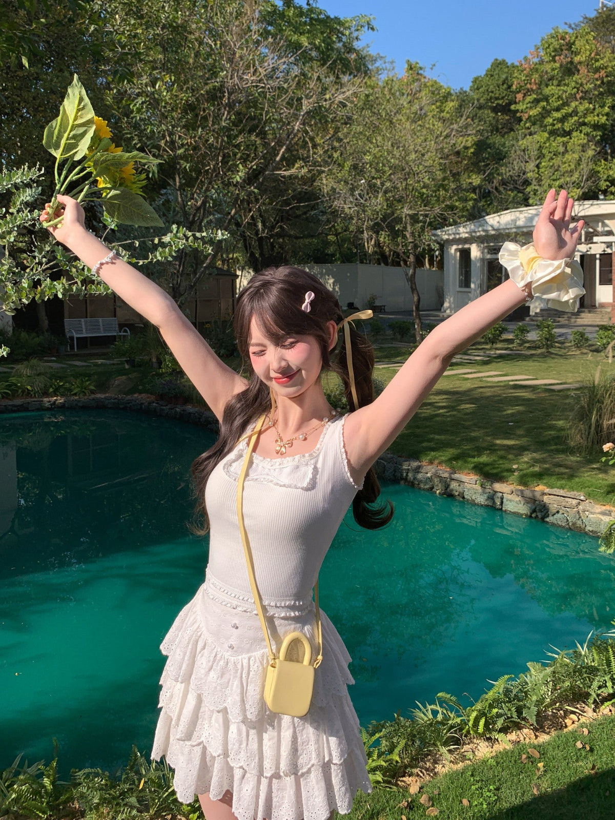 Vanilla Milk Rib Tank Top-Tops-ntbhshop