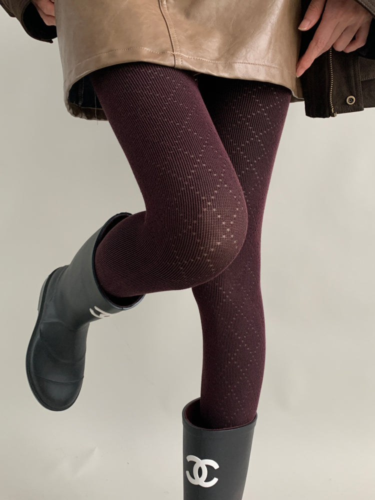 Soft Noir Lattice Knit Tights-ntbhshop