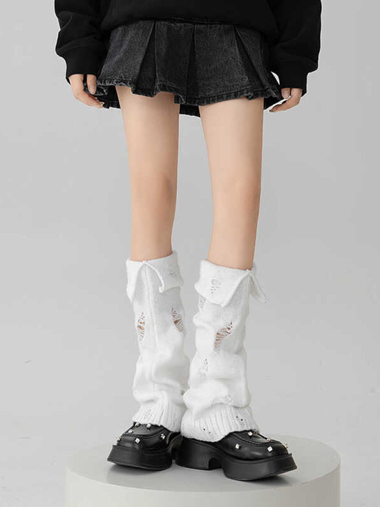 Distressed Sweater Collar Leg Warmers-ntbhshop