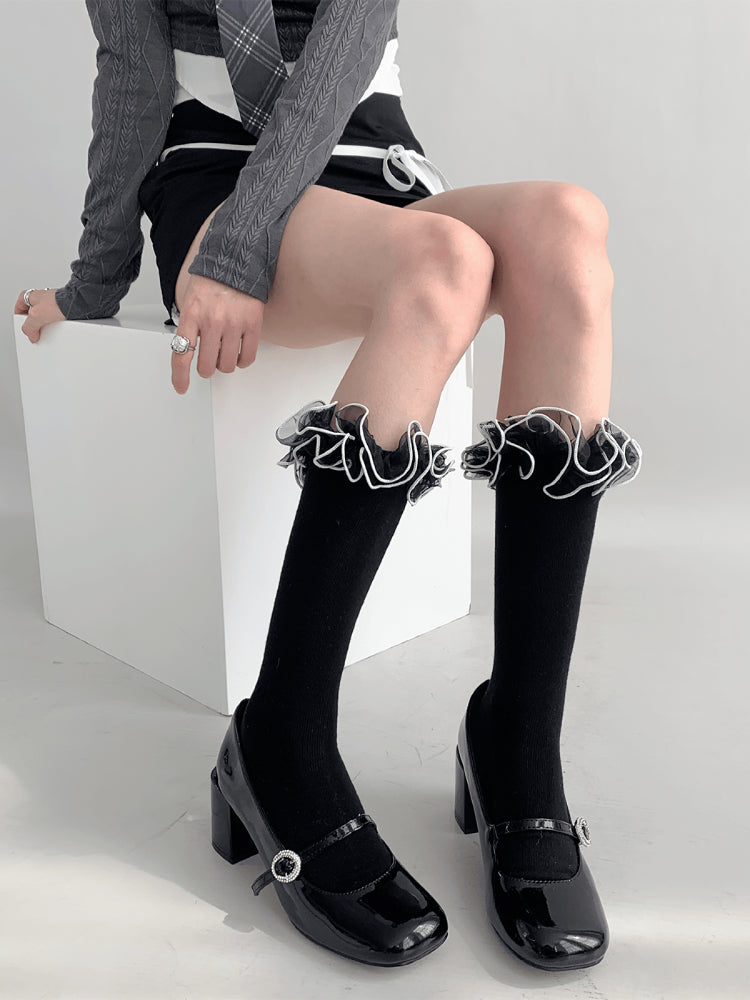 Moonlit Sonata Frill Contrast Socks-ntbhshop
