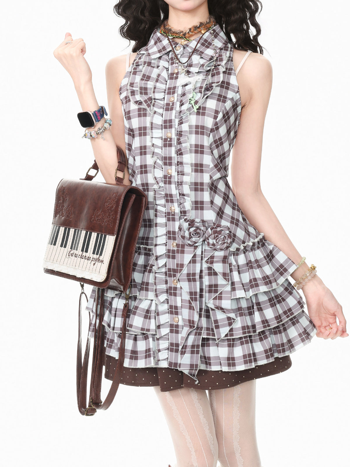 Choco Mint Plaid Mini Dress-Dresses-ntbhshop