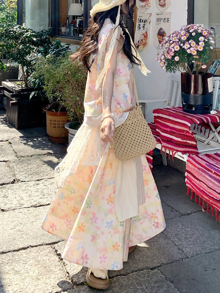 Boho Bloom Ruffle Sleeve Top & Maxi Skirt-ntbhshop