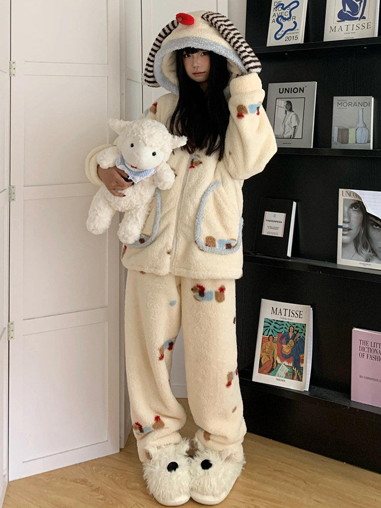 Cloudy Pup Night Fleece Pajamas Set-Sets-ntbhshop