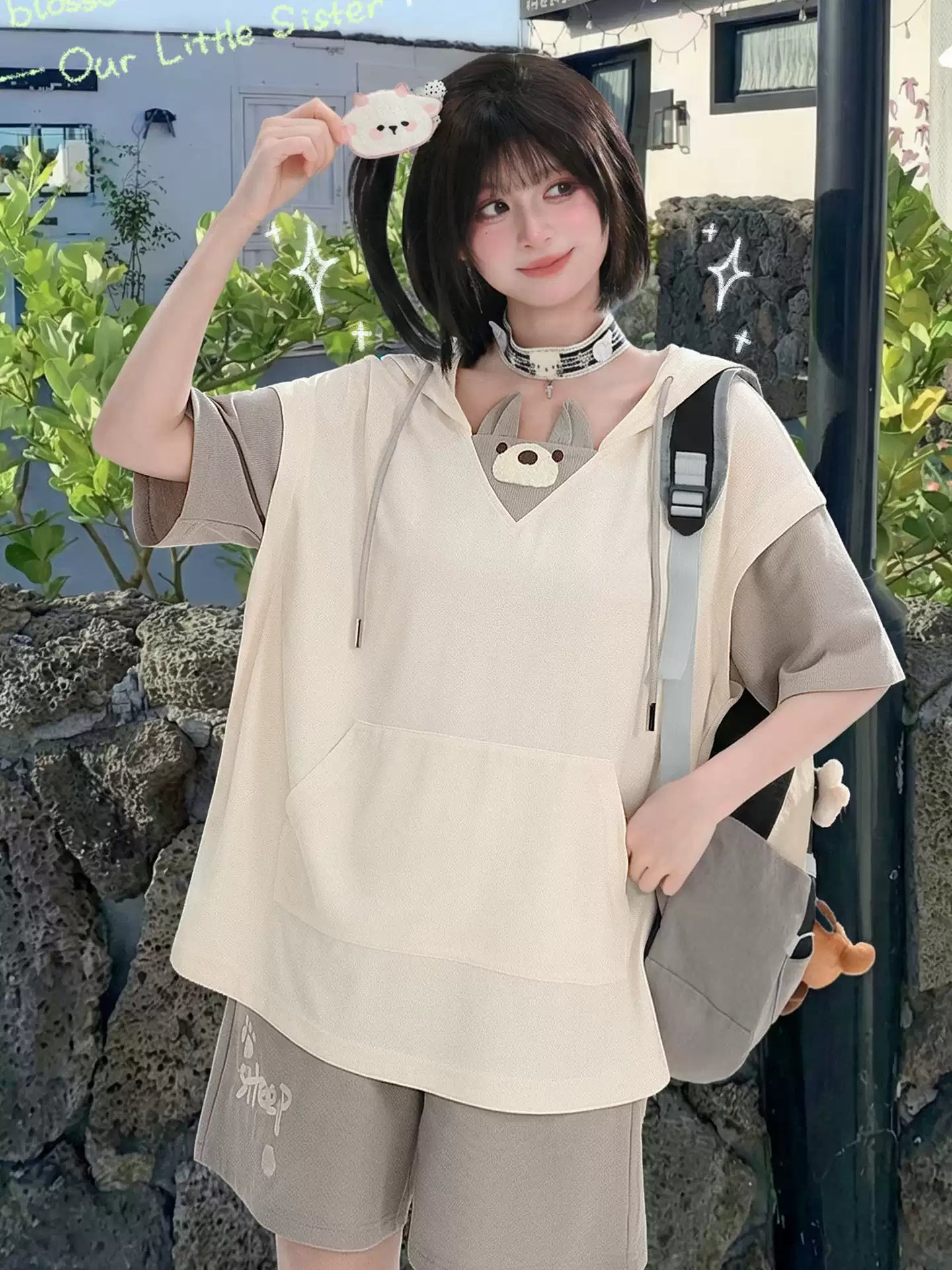 Little Sheep Wolf Hoodie & Shorts-Sets-ntbhshop