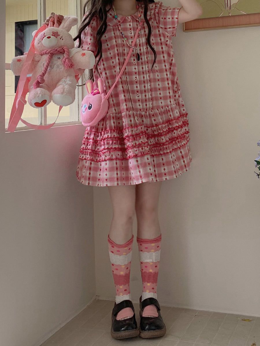 Berry Biscuit Cotton Gingham Dress-Dresses-ntbhshop