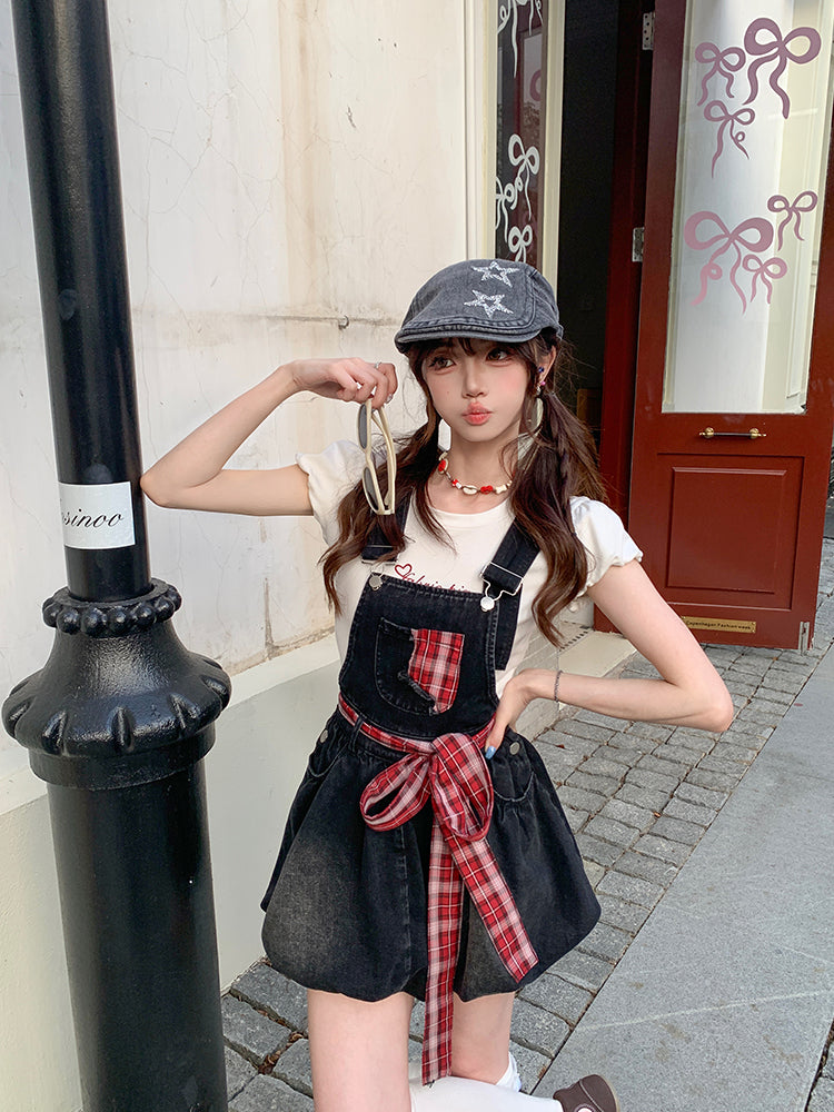 Rebel Sweetheart Puff Sleeve Top & Bubble Overall Dress-ntbhshop