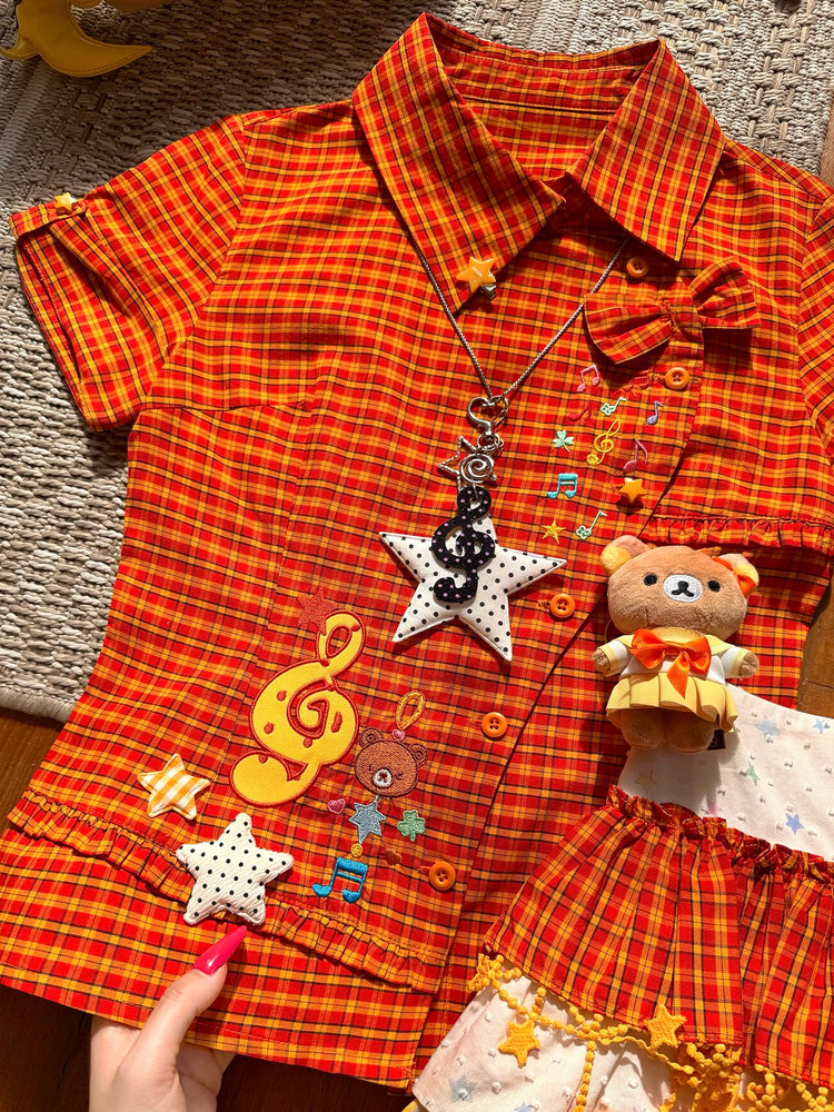 Bear Beat Plaid Shirts-Tops-ntbhshop