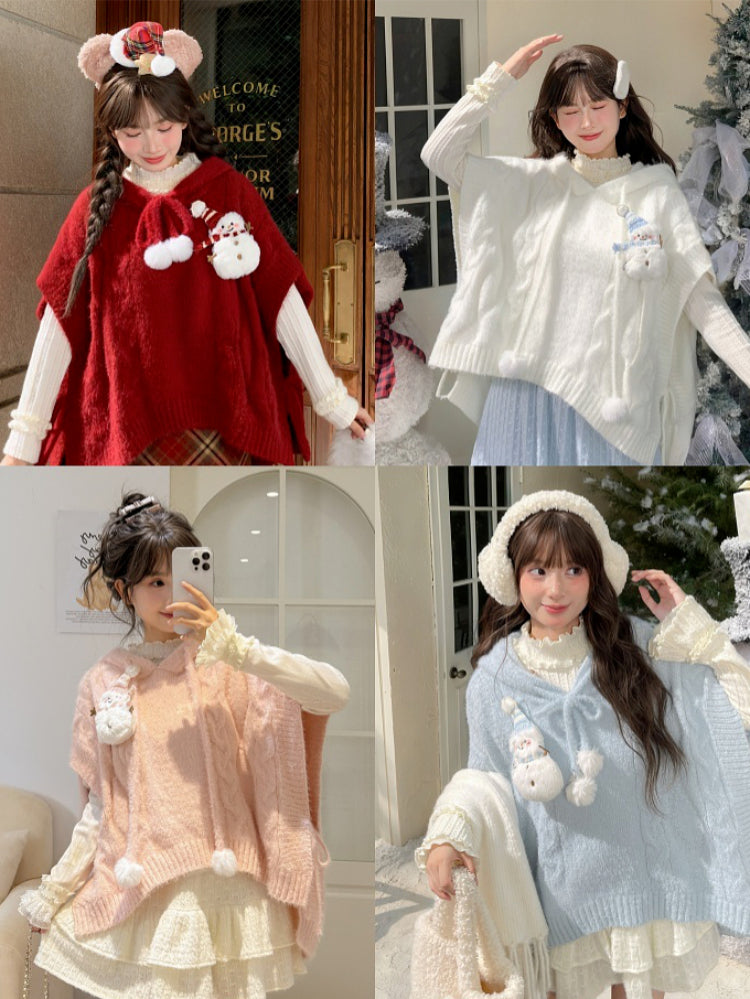 Snowman Cottage Knit Capes-Outerwear-ntbhshop