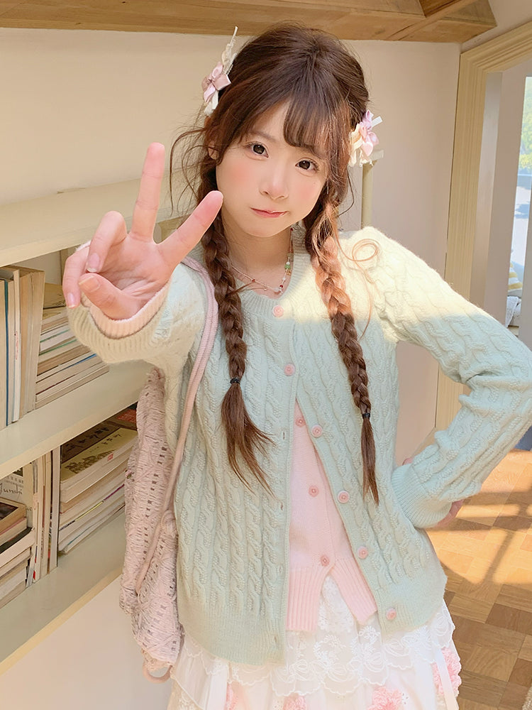 Guava Daydreams Knit Cardigan & Skirt-Sets-ntbhshop