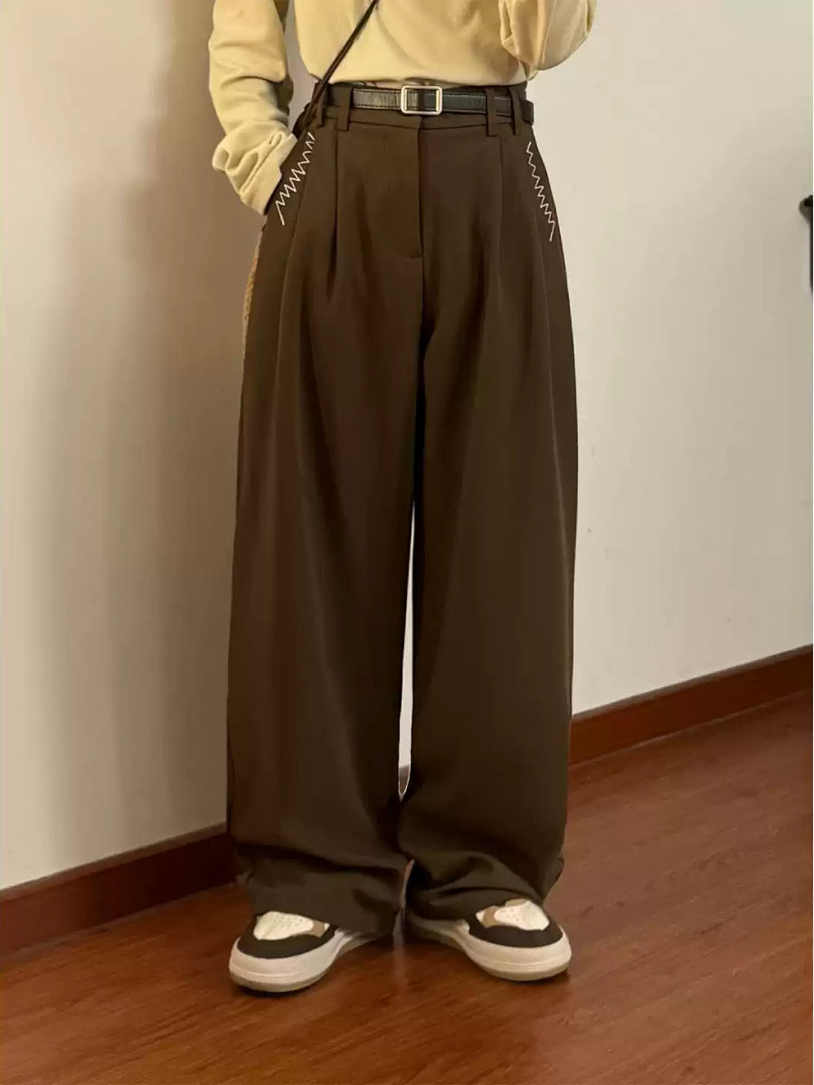Scholium Spine Pleated Pants-Bottoms-ntbhshop