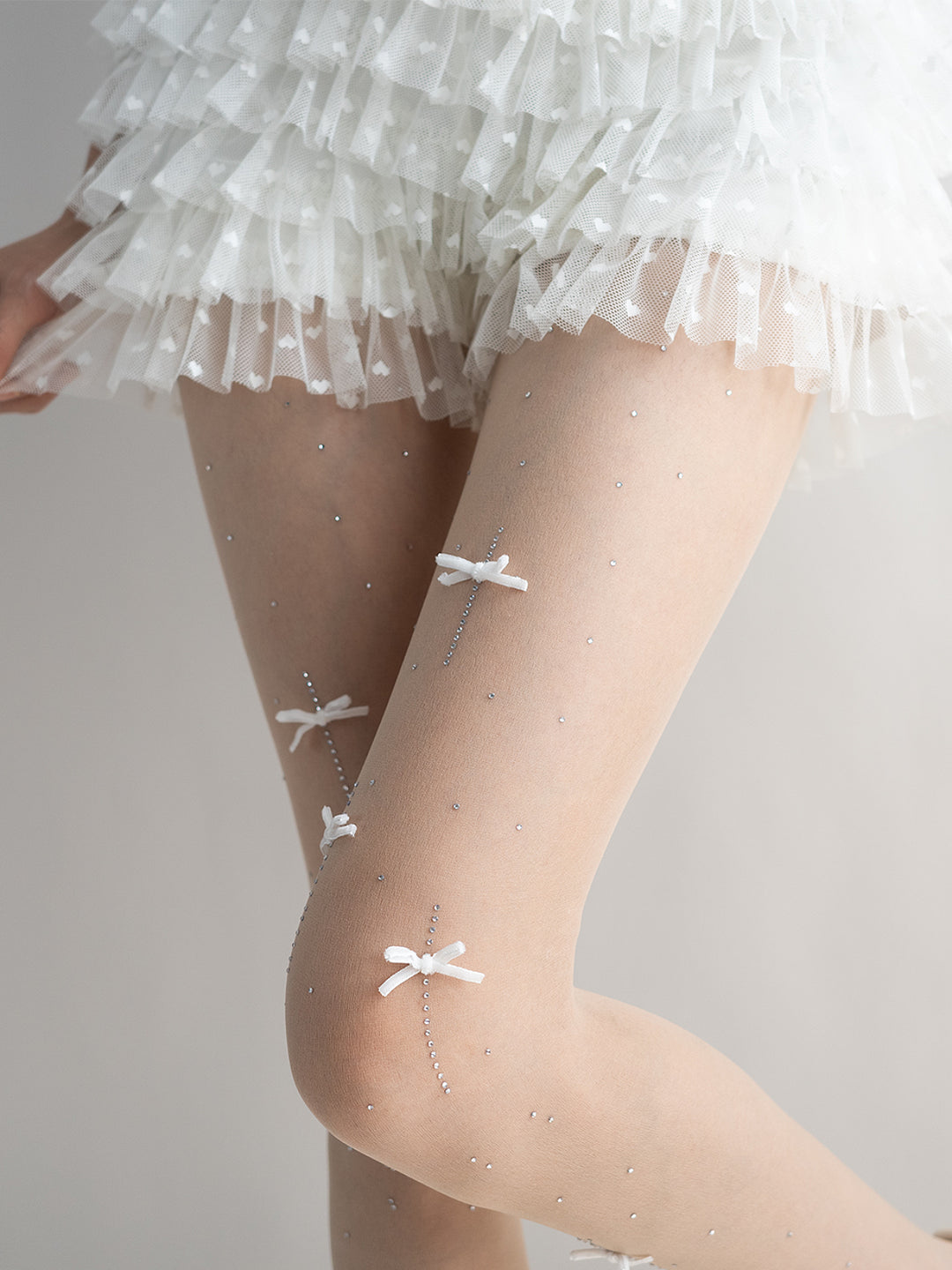 Ballet Bow Crystal Sheer Tights-ntbhshop