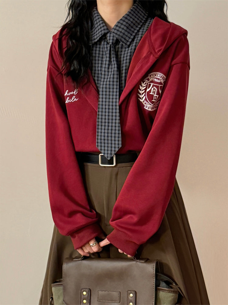 Autumn Hallway Faux Two-Piece Sweatshirts-ntbhshop