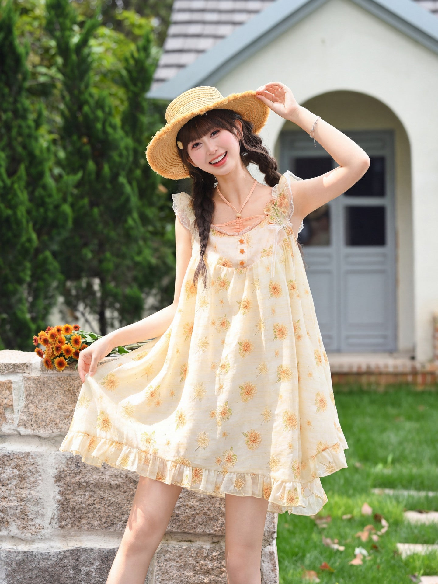 Honey Bloom Halterneck Sundress-Dresses-ntbhshop