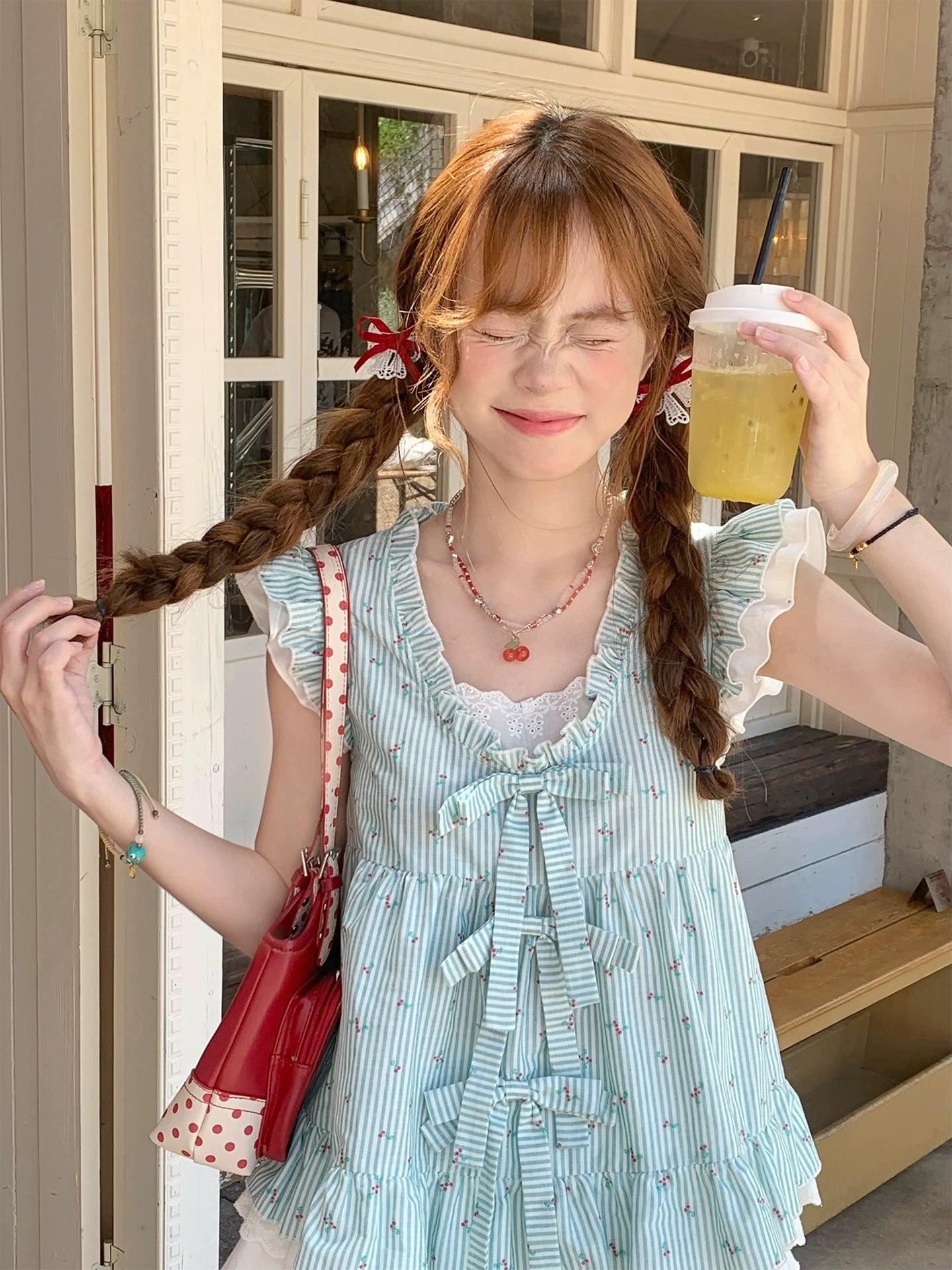 Minty Berry Fairy Sleeve Blouse & Layer Cake Skirt-ntbhshop