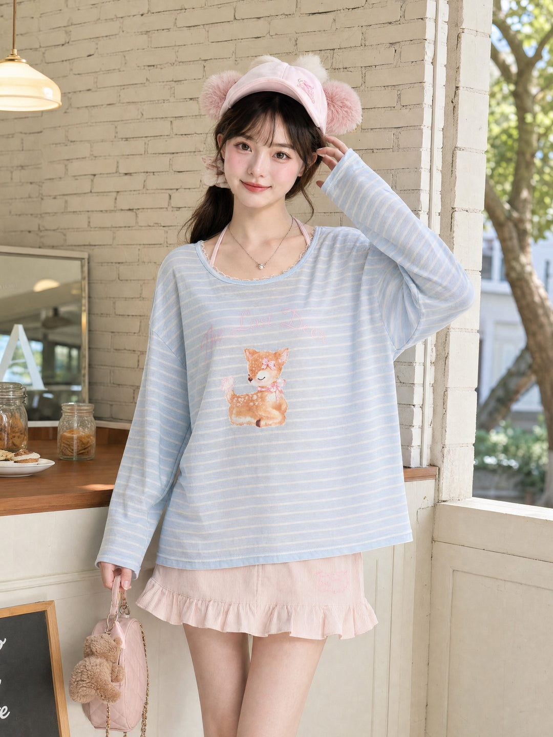 Dear Bambi Stripe Lyocell Top-Tops-ntbhshop