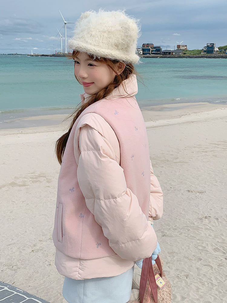 Blossom Bow Meow Puffer Jacket-Outerwear-ntbhshop