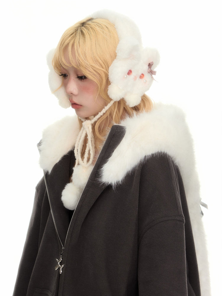 Snow Bunny Puff Earmuffs-ntbhshop