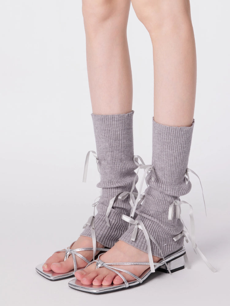 Ribbon Pirouette Knit Leg Warmers-ntbhshop