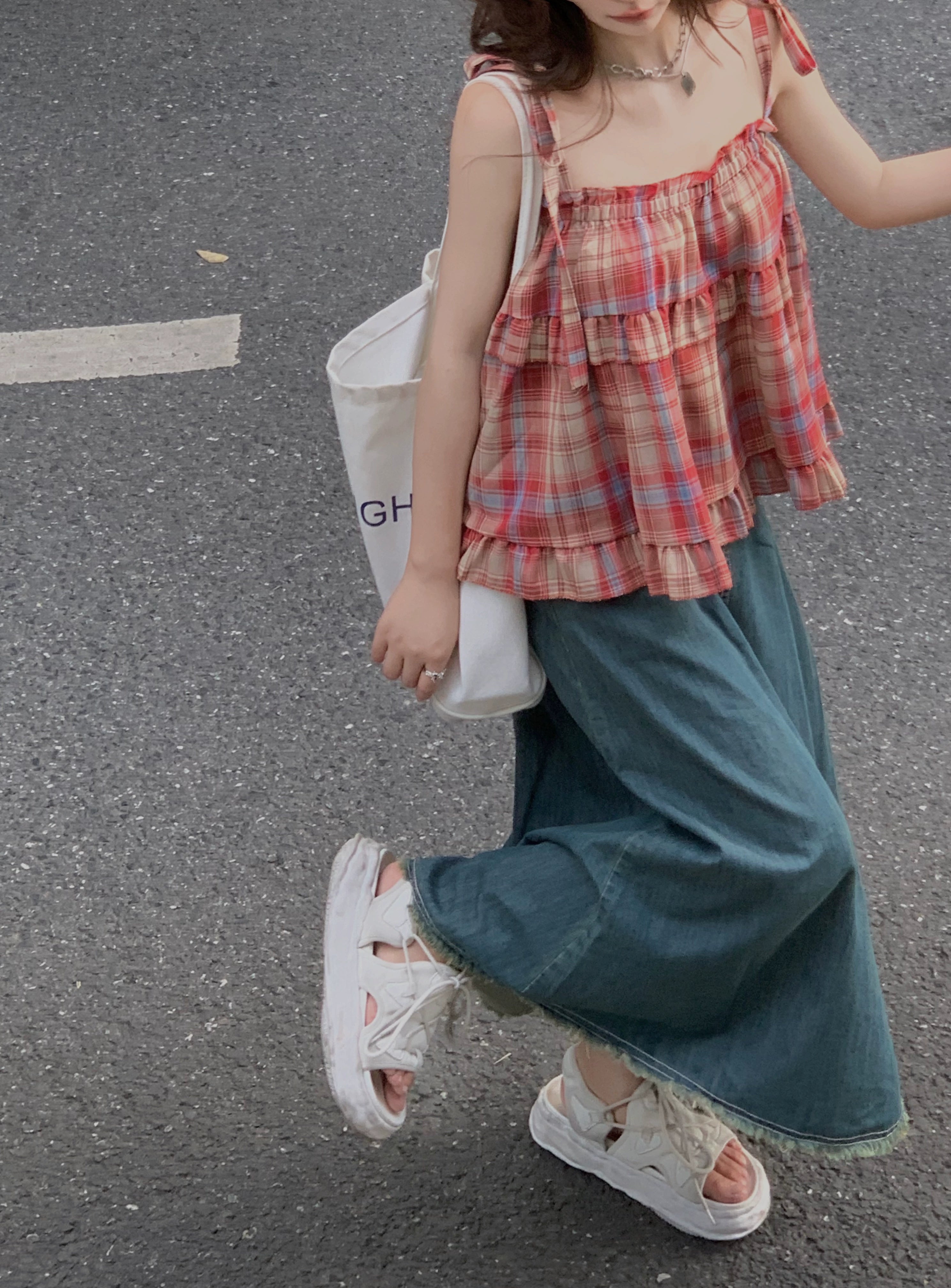 Retro Red Plaid Babydoll Top-ntbhshop