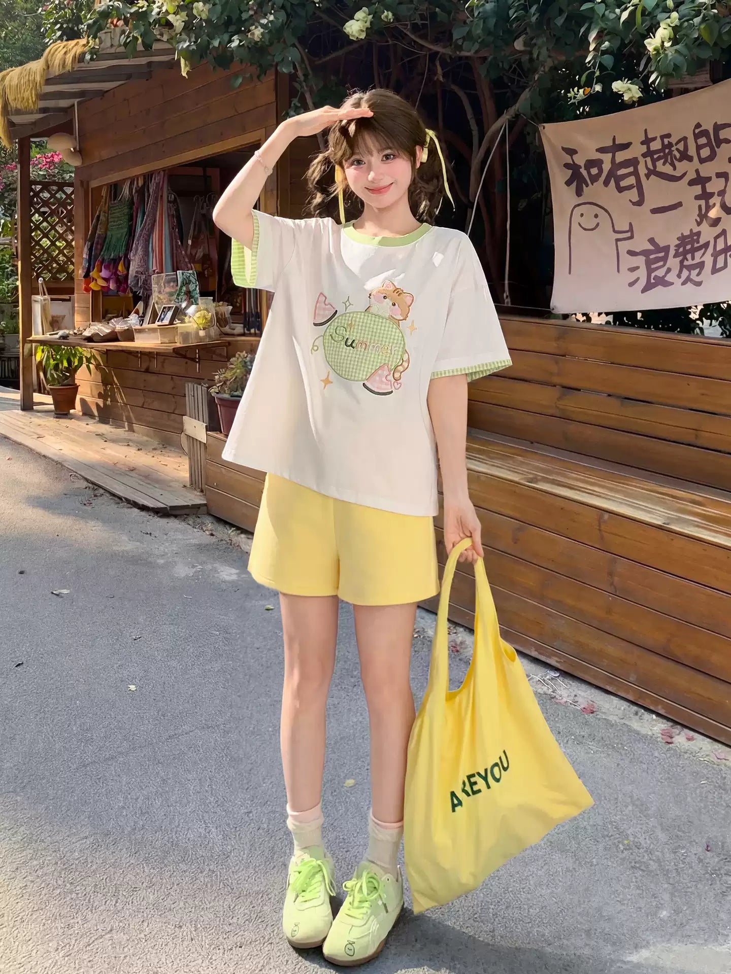Summer Melon Kitten Tee-Tops-ntbhshop