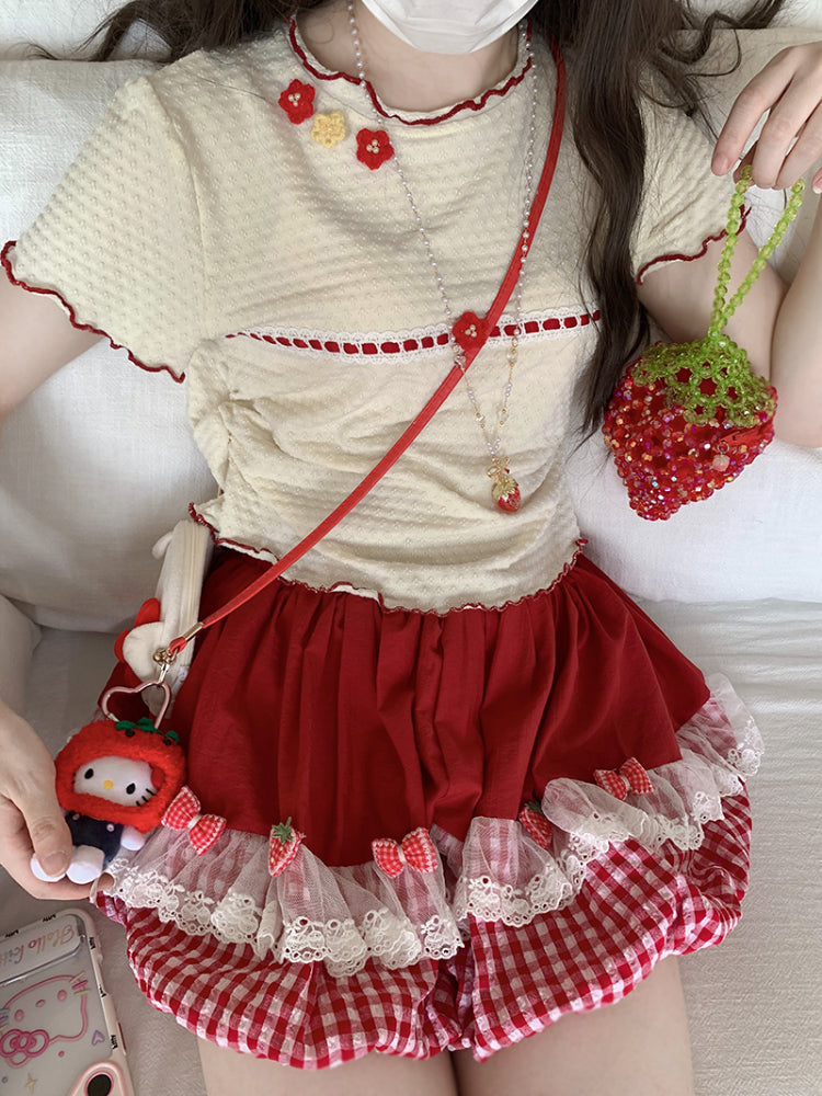 Berry Bloom Gingham Bubble Shorts-ntbhshop