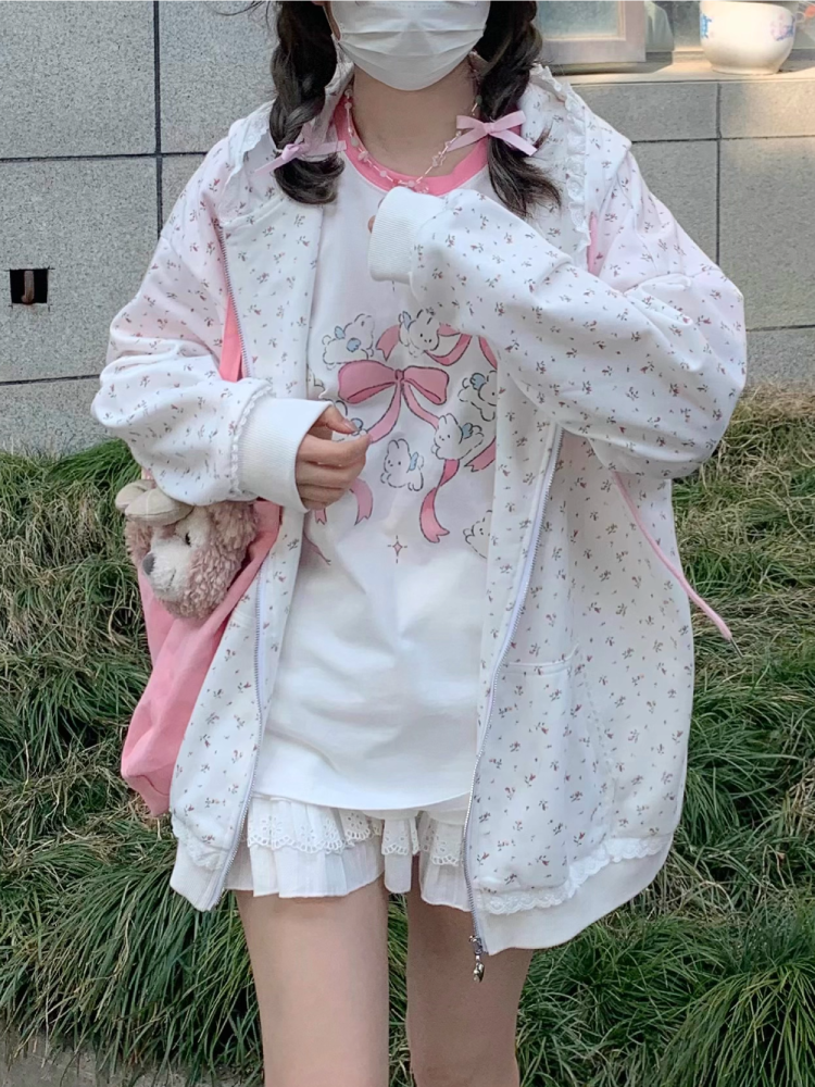 Meadow Kitty Cottage Oversize Hooded Jacket-ntbhshop