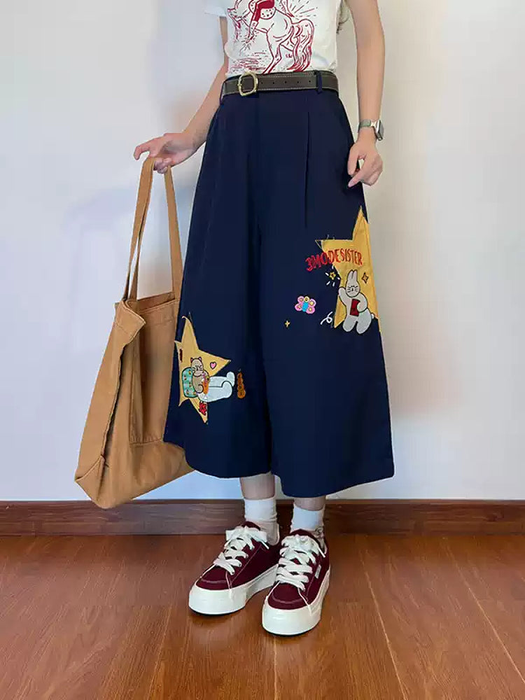 Story Patch Wide Culottes-Bottoms-ntbhshop