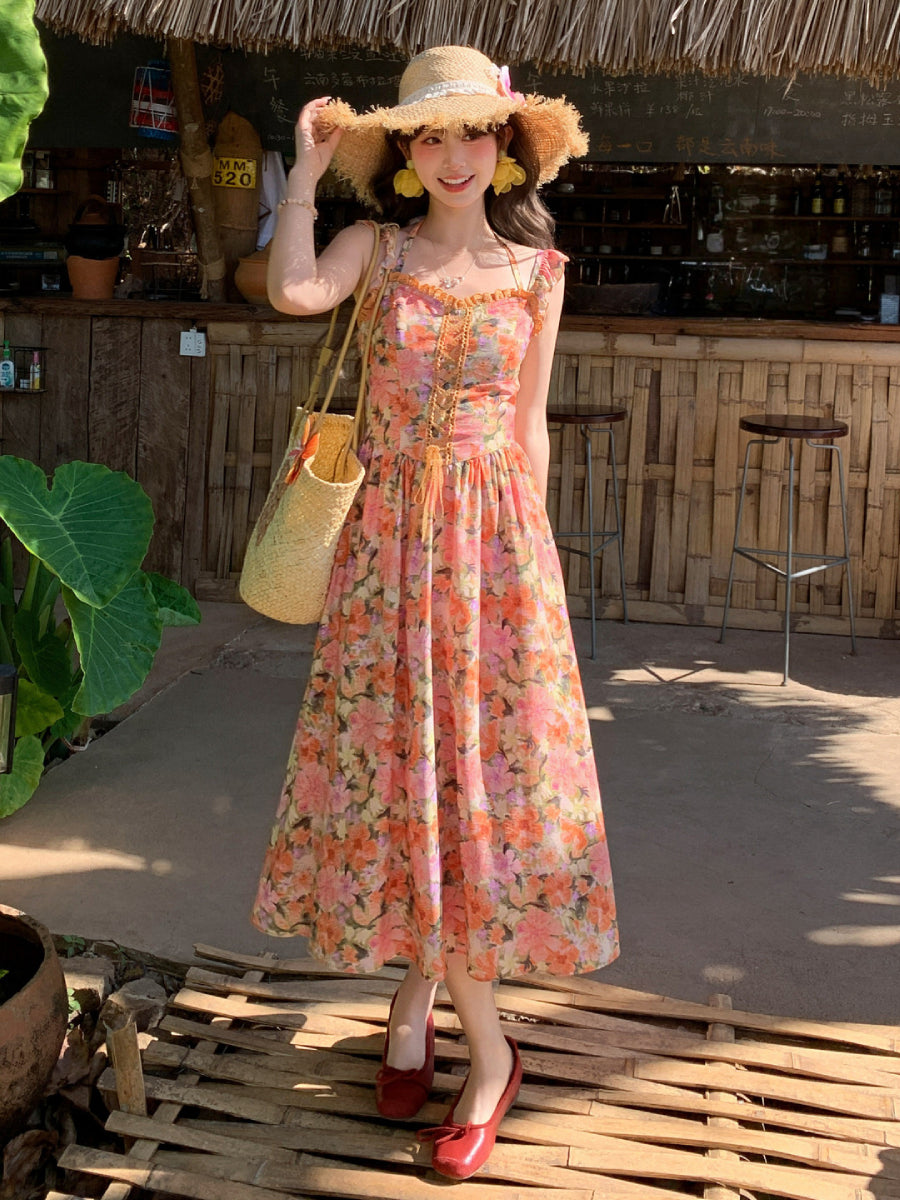 Peach Meadow Floral Dress