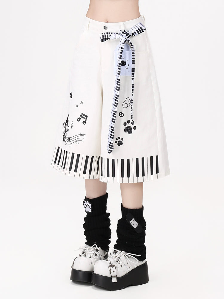 Piano Paws Culotte Shorts-Bottoms-ntbhshop