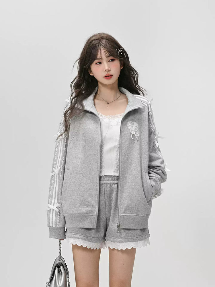 Soft Ribbon Zip Jacket-Outerwear-ntbhshop