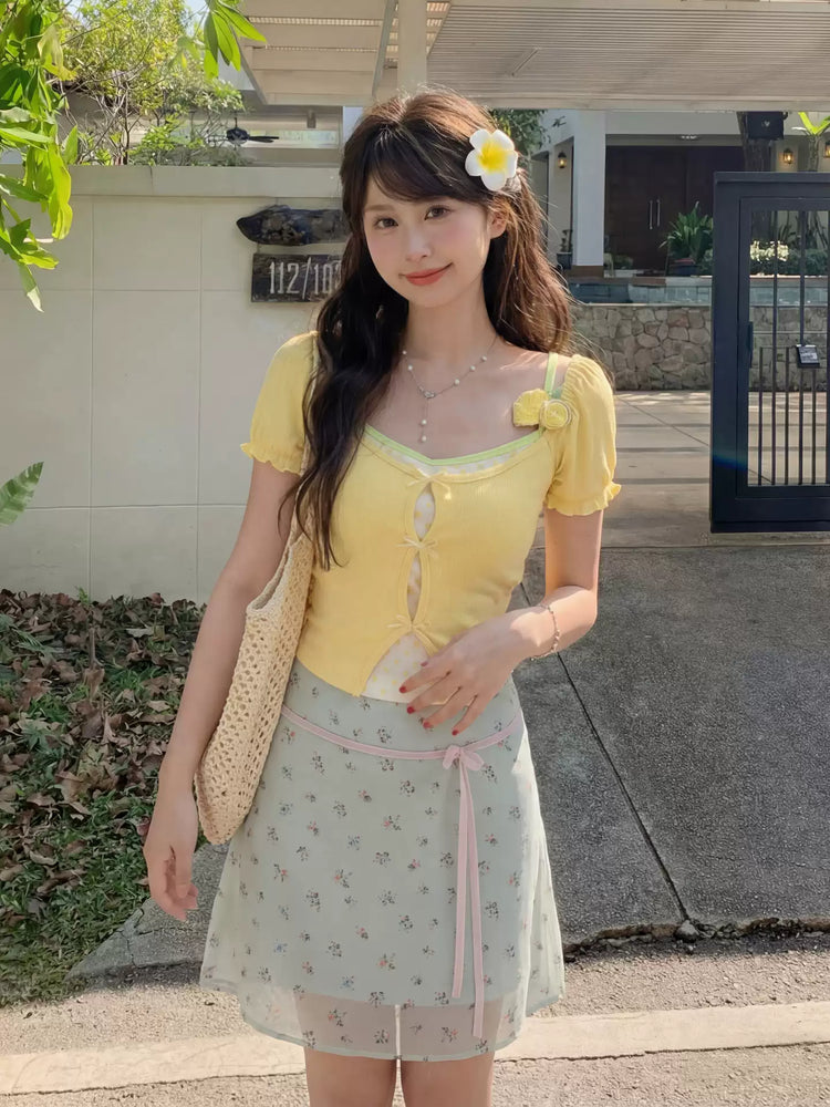 Lemon Sugar Layered Bra Top-ntbhshop