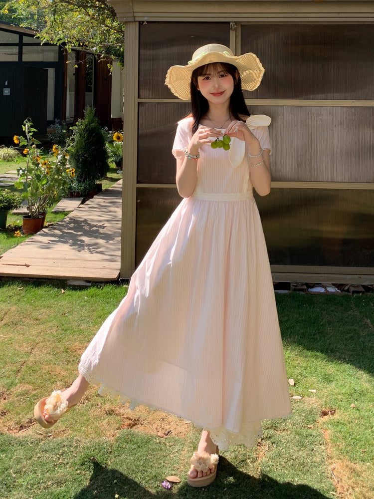 Vanilla Ribbon Stripe Dresses-Dresses-ntbhshop