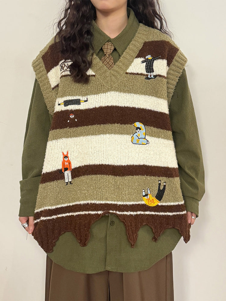Cartoon Nostalgia Whimsy Knit Vests-ntbhshop