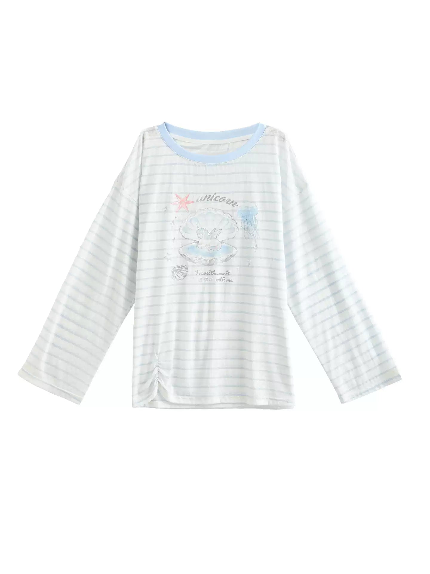 Seashell Unicorn Long Sleeve Tee-Tops-ntbhshop
