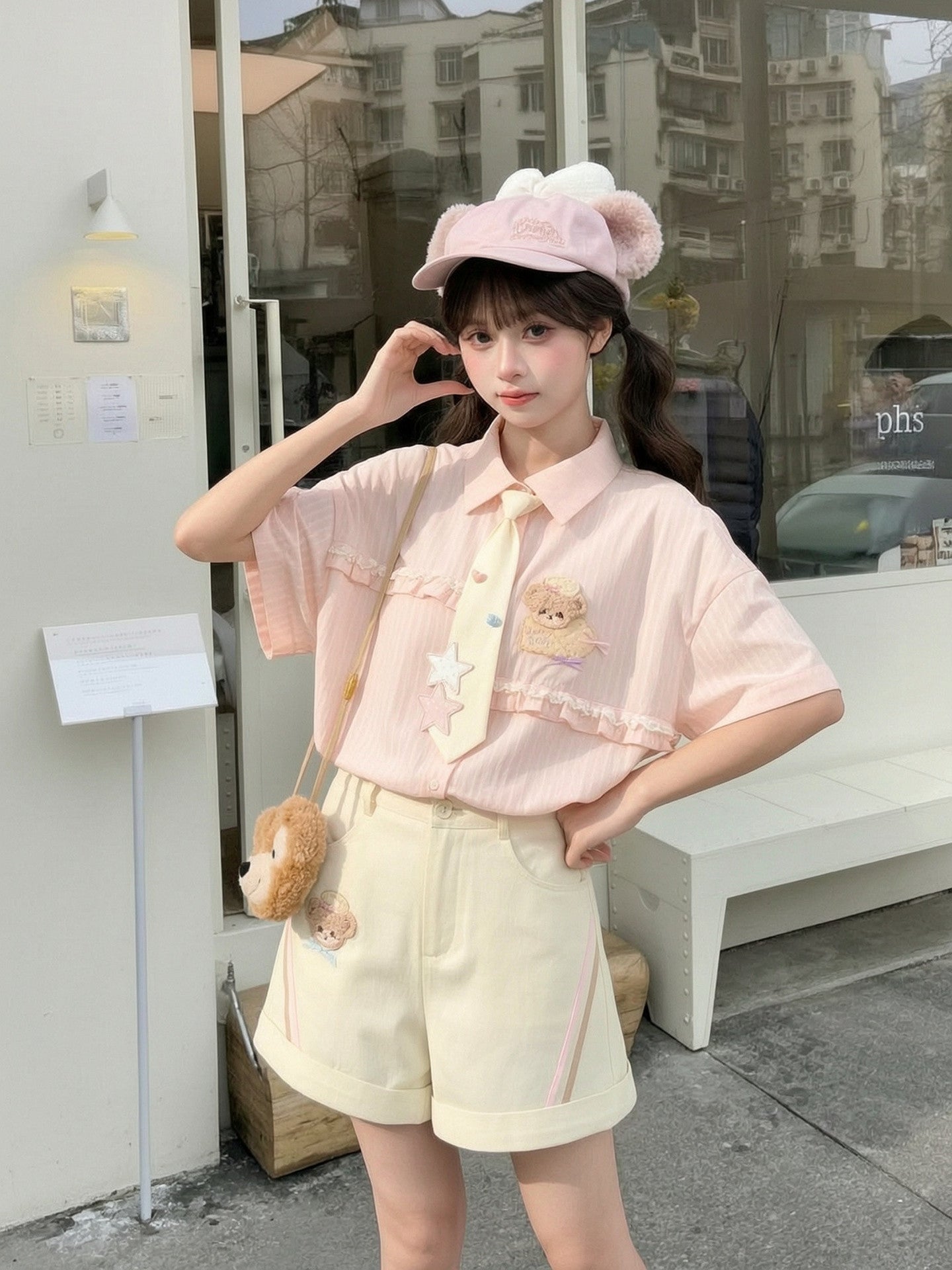 Bakery Bear Tie Shirt-Tops-ntbhshop