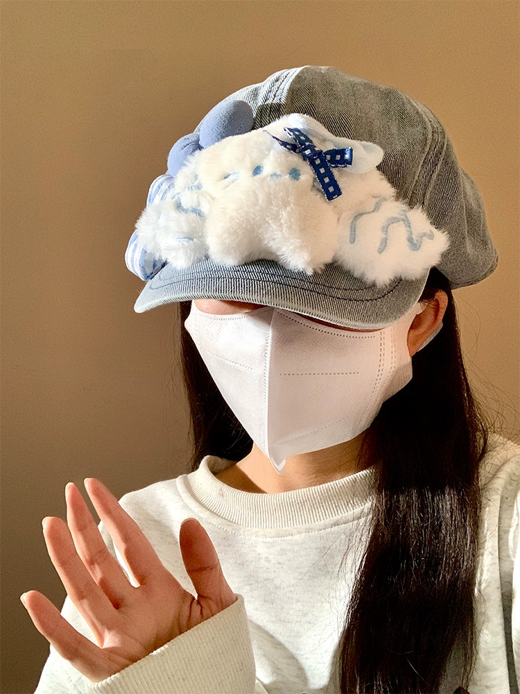 Star Bow Cute Denim Beret-ntbhshop