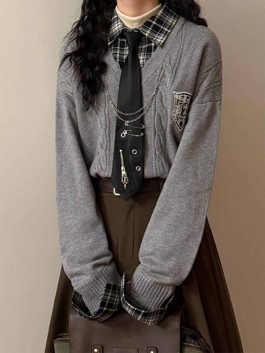 Ashcroft Crest Cable Knit Sweater-Tops-ntbhshop