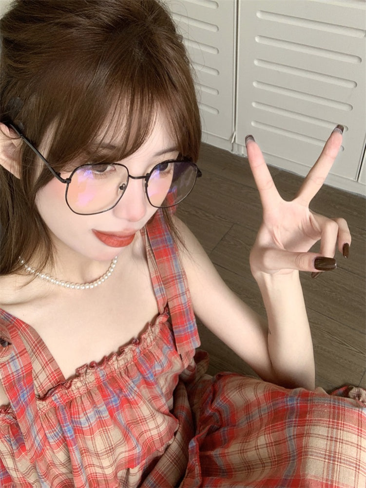 Cherry Glace Vintage Plaid Maxi Dress-ntbhshop